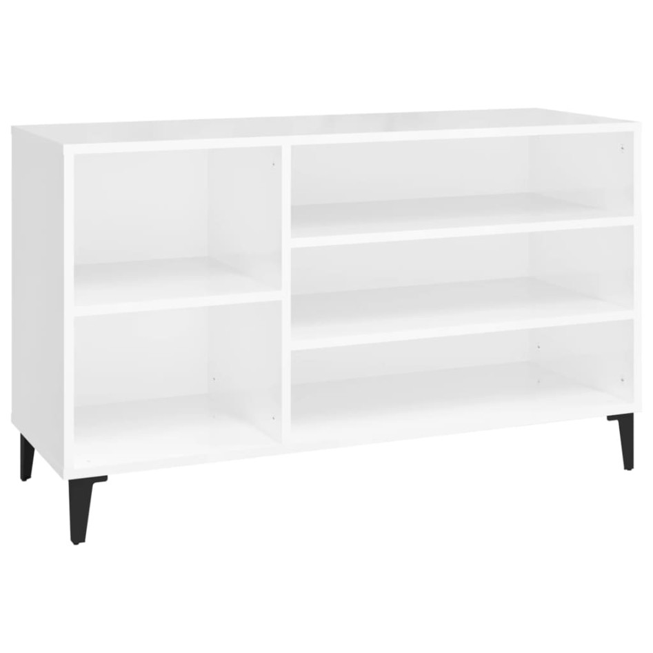 Mueble zapatero madera contrachapada blanco brillo 102x36x60