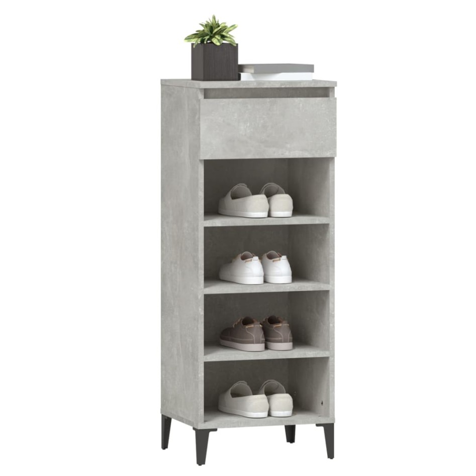 Mueble zapatero madera contrachapada gris hormigón 40x36x105