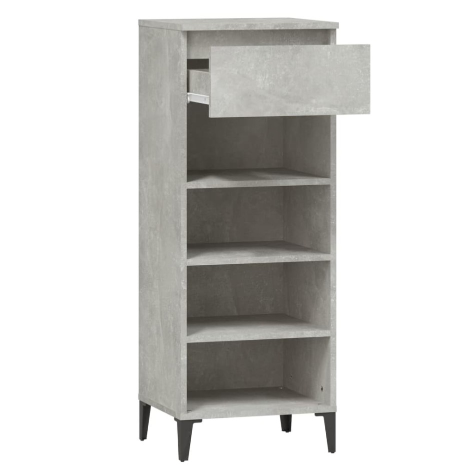 Mueble zapatero madera contrachapada gris hormigón 40x36x105