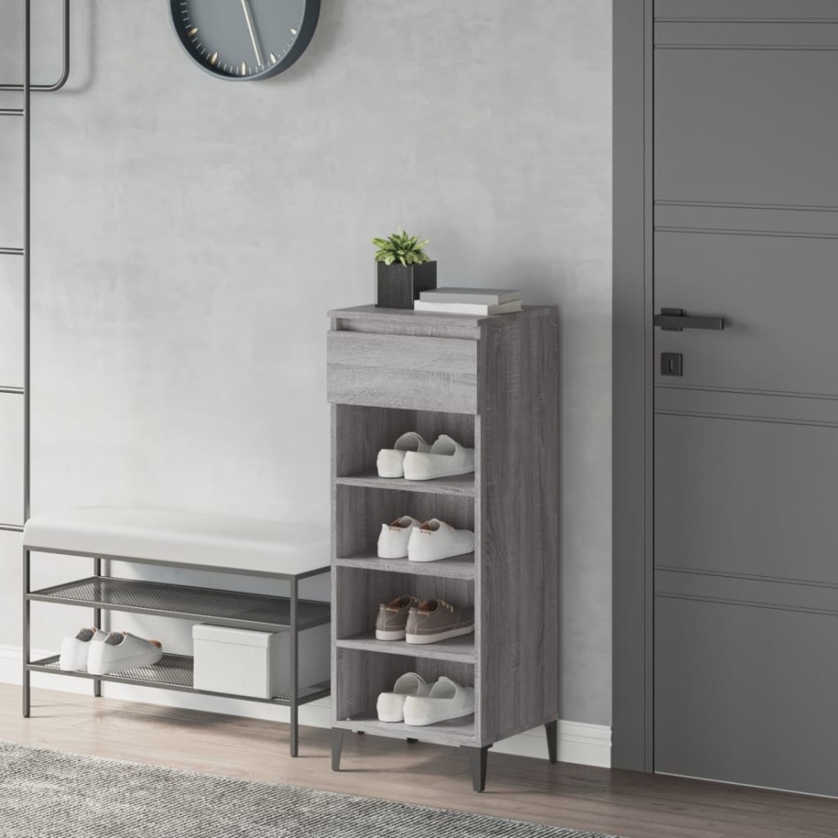 Mueble zapatero madera contrachapada gris Sonoma 40x36x105