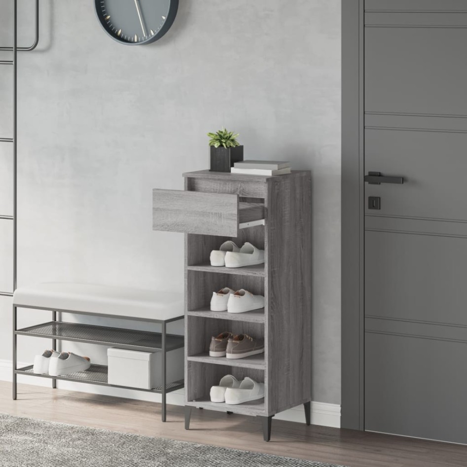 Mueble zapatero madera contrachapada gris Sonoma 40x36x105