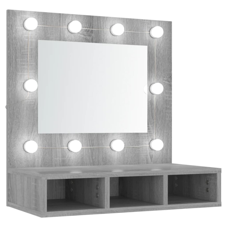 Mueble con espejo y LED color gris Sonoma 60x31,5x62