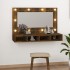 Mueble con espejo y LED color roble ahumado 90x31,5x62