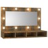 Mueble con espejo y LED color roble ahumado 90x31,5x62