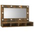 Mueble con espejo y LED color roble ahumado 90x31,5x62