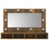 Mueble con espejo y LED color roble ahumado 90x31,5x62
