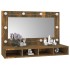 Mueble con espejo y LED color roble ahumado 90x31,5x62