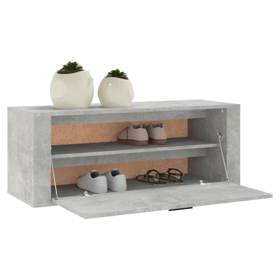 Mueble zapatero pared contrachapada gris hormigón 100x35x38