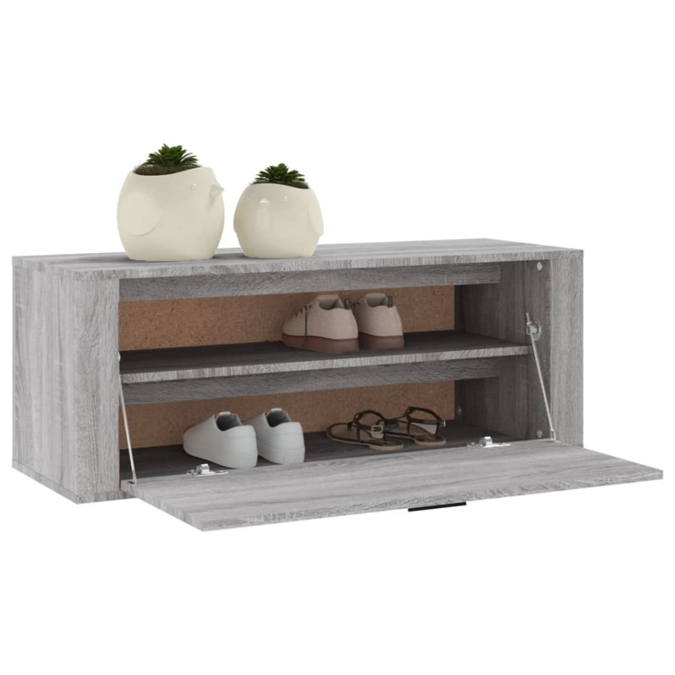 Mueble zapatero pared contrachapada gris Sonoma 100x35x38