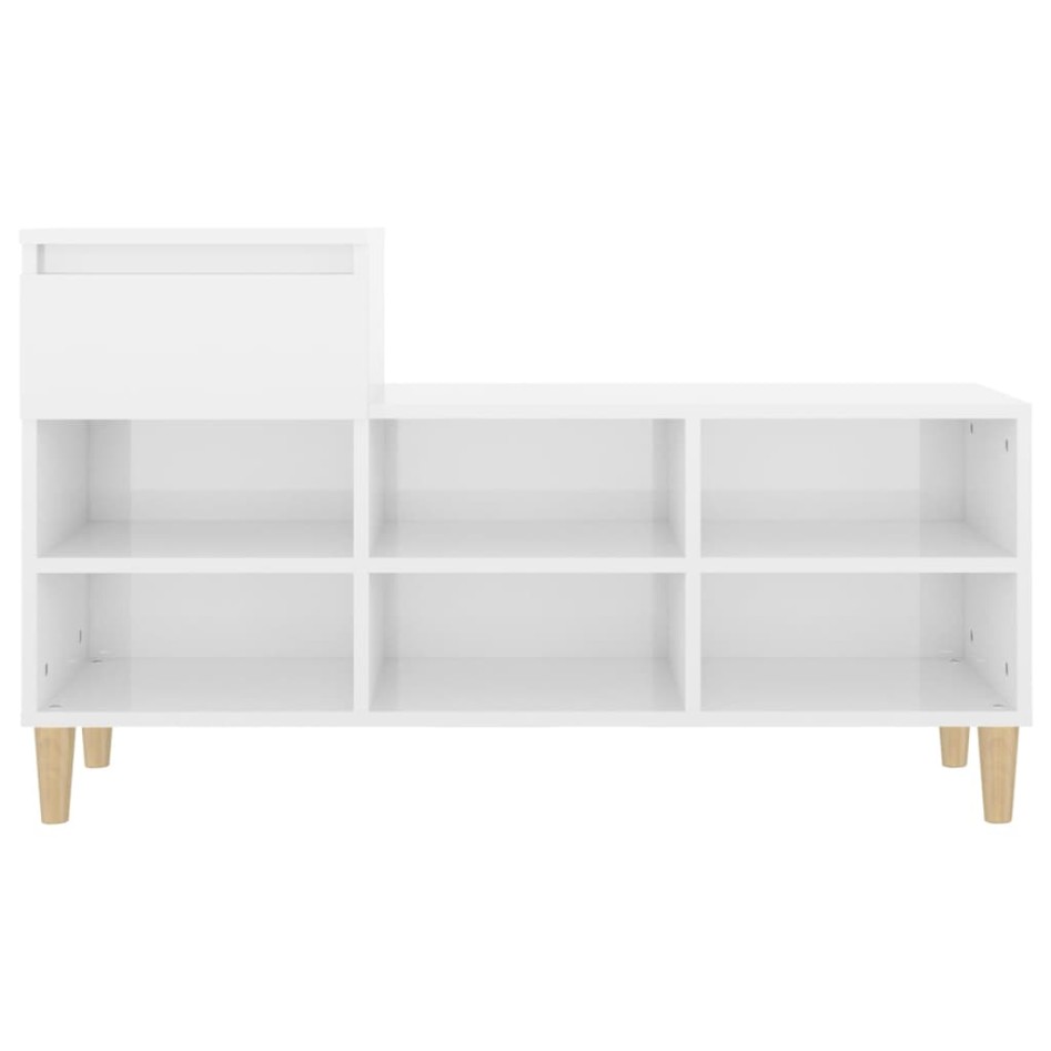 Mueble zapatero madera contrachapada blanco brillo 102x36x60