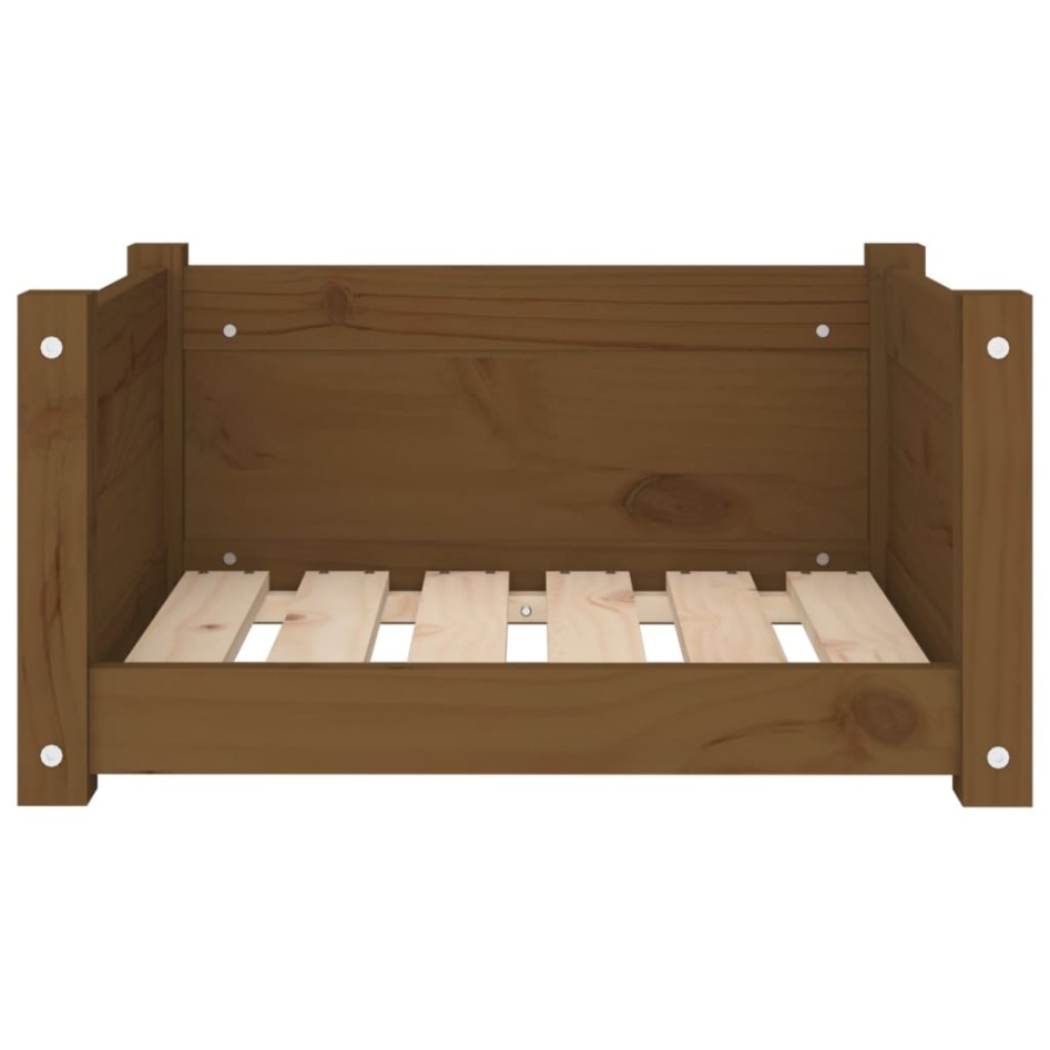 Cama para perros madera maciza pino marrón miel 55,5x45,5x28