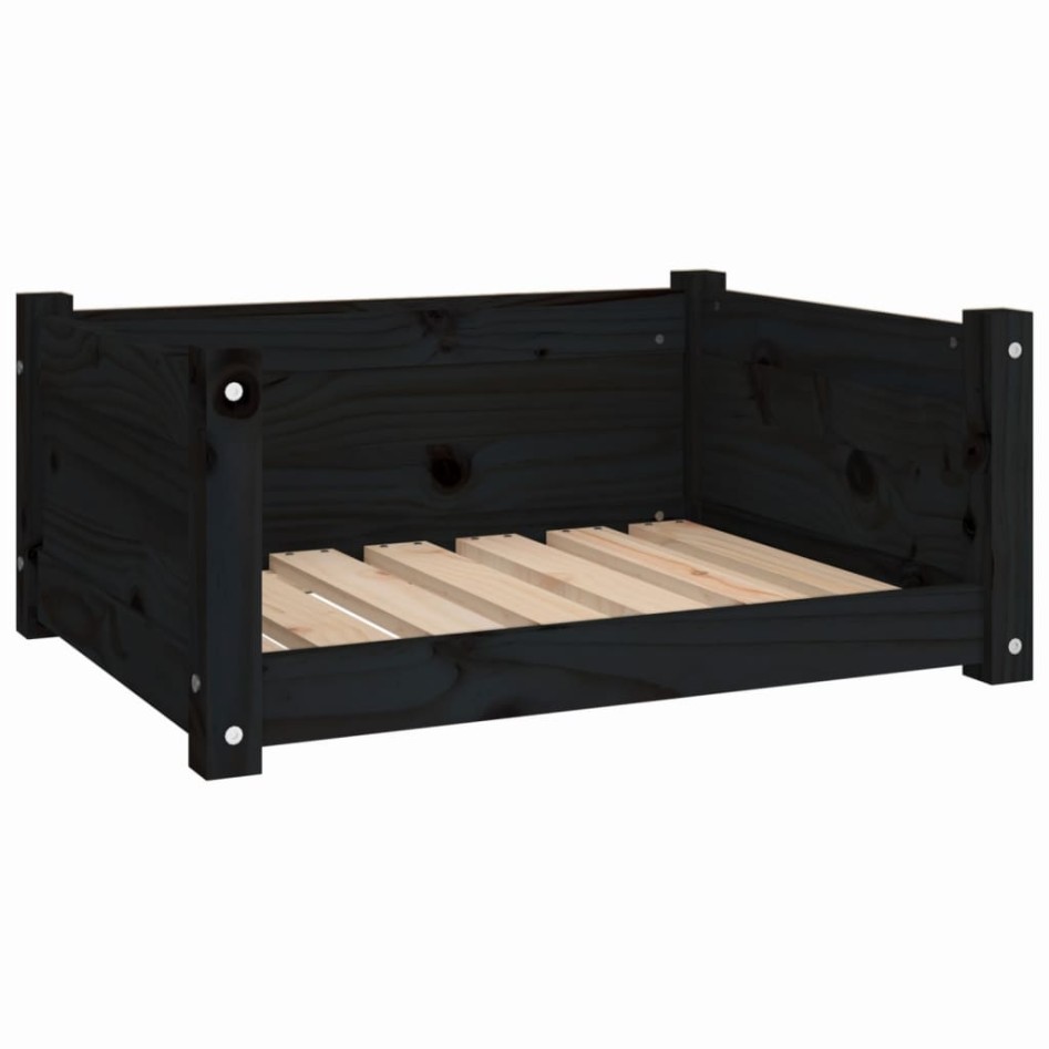 Cama para perros madera maciza de pino negro 65,5x50,5x28