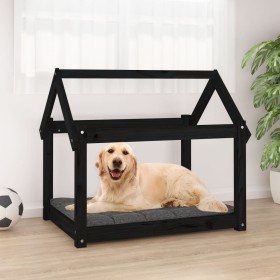 Cama para perros madera maciza de pino negro 81x60x70