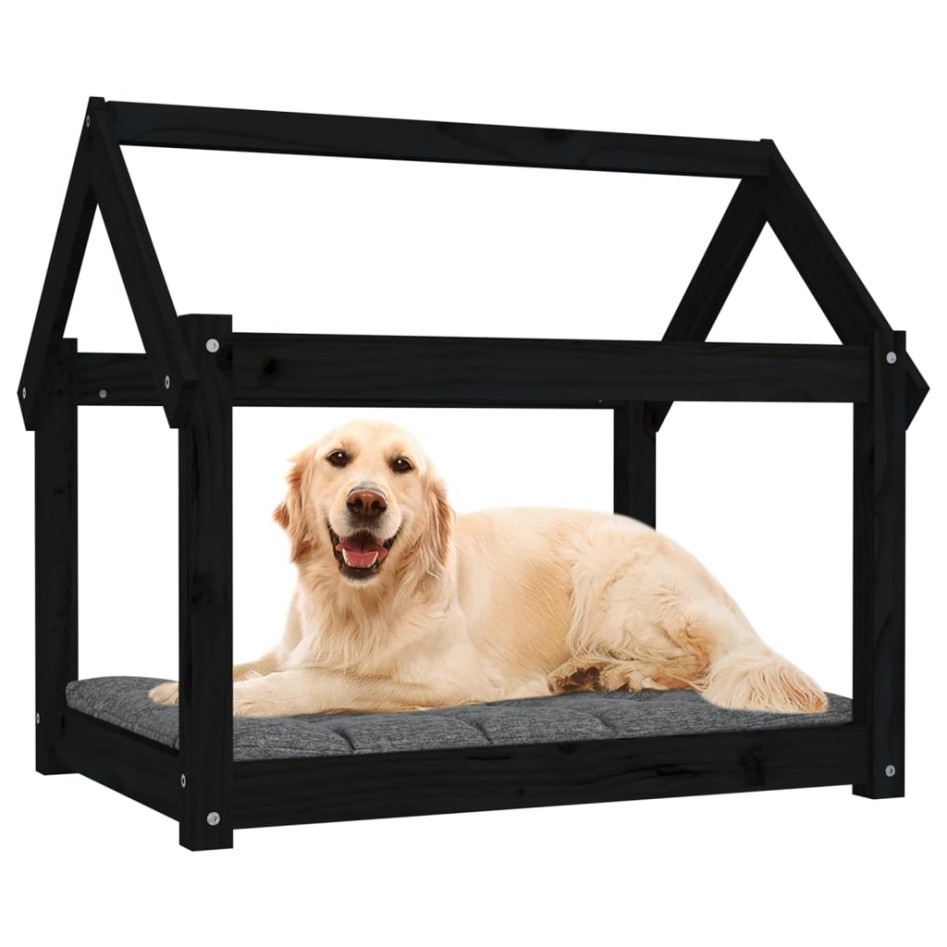 Cama para perros madera maciza de pino negro 81x60x70