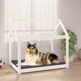 Cama para perros madera maciza de pino blanco 101x70x90
