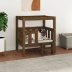Cama para perros madera maciza pino marrón miel 65,5x43x70 cm