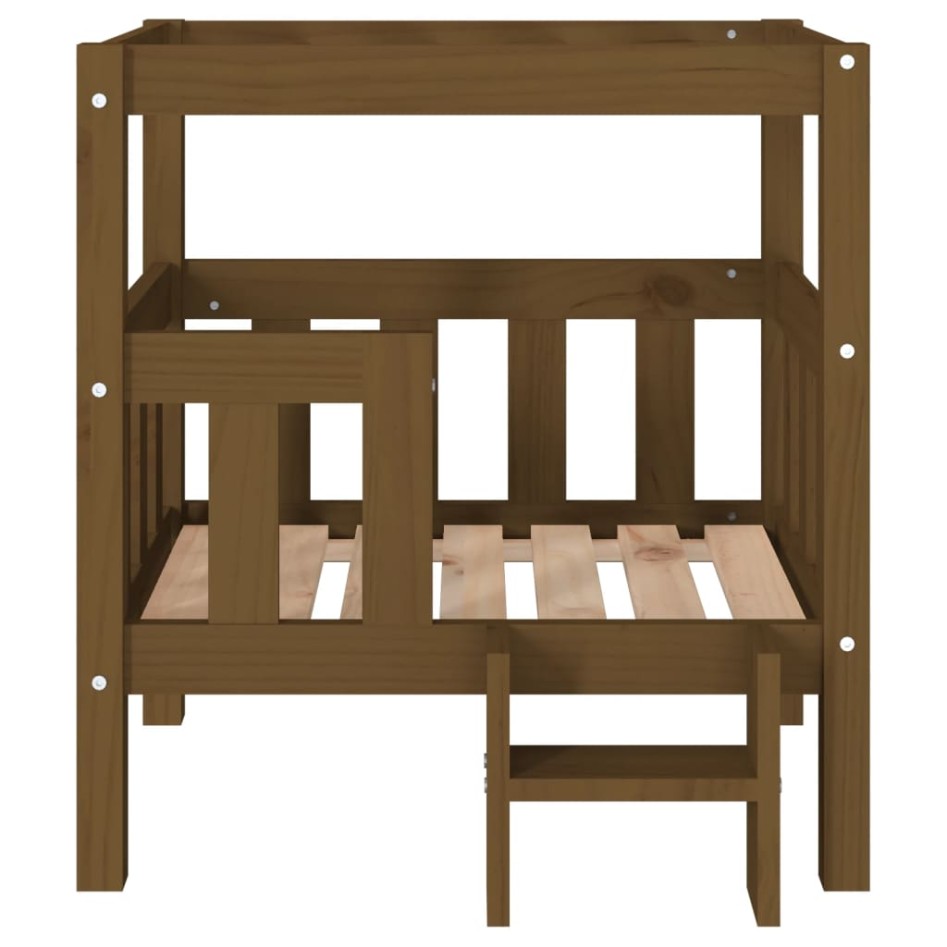 Cama para perros madera maciza pino marrón miel 65,5x43x70