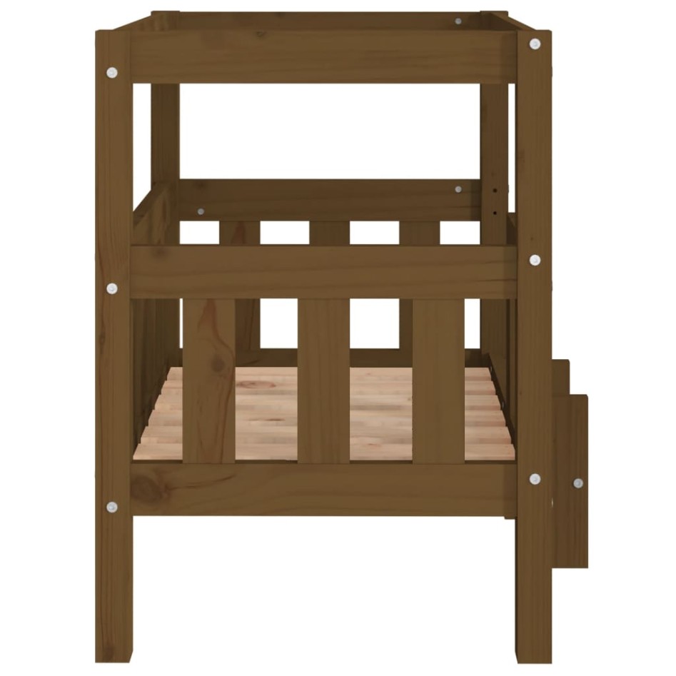 Cama para perros madera maciza pino marrón miel 65,5x43x70