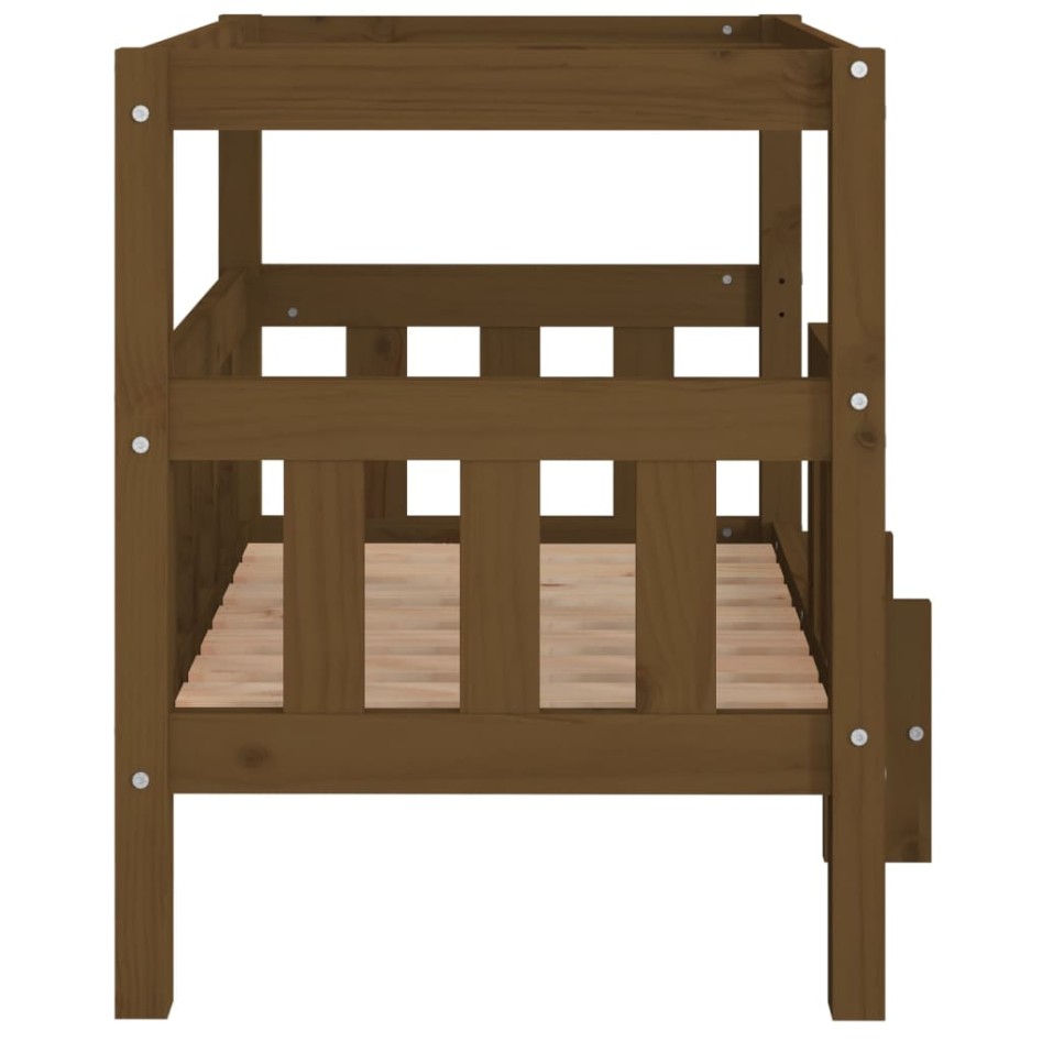 Cama para perros madera maciza pino marrón miel 75,5x63,5x70