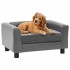 Sofá para perros felpa y cuero sintético gris 60x43x30
