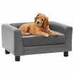 Sofá para perros felpa y cuero sintético gris 60x43x30 cm