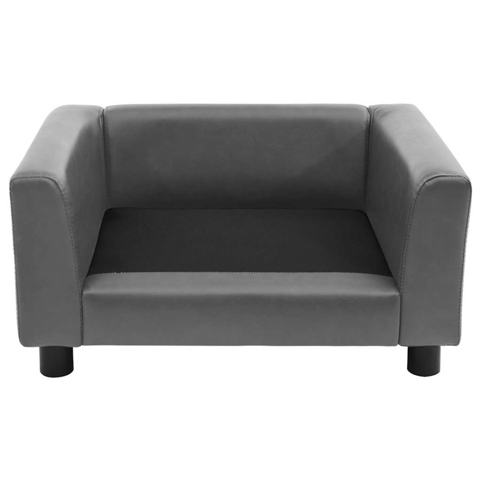 Sofá para perros felpa y cuero sintético gris 60x43x30