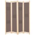 Biombo divisor de 4 paneles de tela marrón 160x170x4
