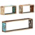 Juego de estantes cubo de pared 3 pzas madera maciza