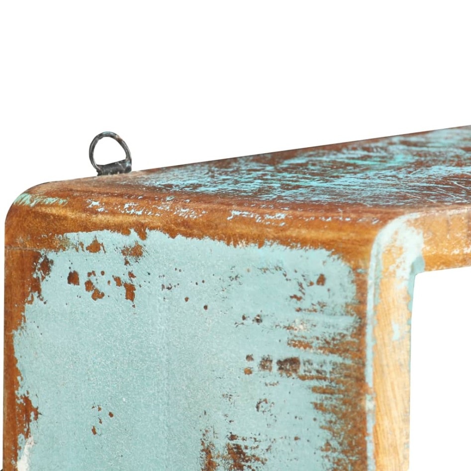 Juego de estantes cubo de pared 3 pzas madera maciza