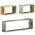Juego de estantes cubo de pared 3 pzas madera maciza
