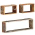 Juego de estantes cubo de pared 3 pzas madera maciza
