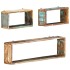 Juego de estantes cubo de pared 3 pzas madera maciza