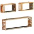 Juego de estantes cubo de pared 3 pzas madera maciza
