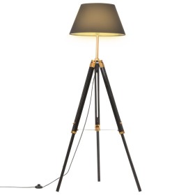 Lámpara de trípode madera maciza de teca negro y dorado 141
