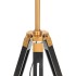Lámpara de trípode madera maciza de teca negro y dorado 141