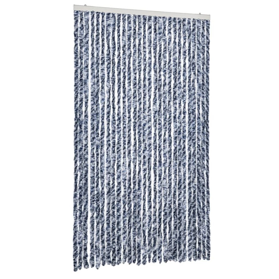 Cortina mosquitera chenilla azul y blanco 118x220