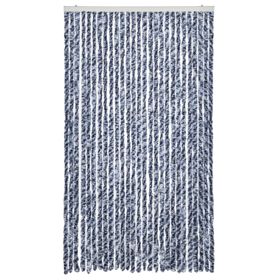 Cortina mosquitera chenilla azul y blanco 118x220