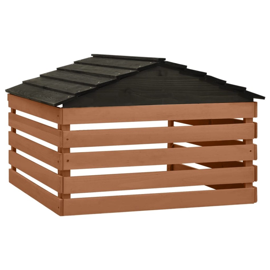 Caseta de cortacésped robótico negro y marrón 78x74x54 cm