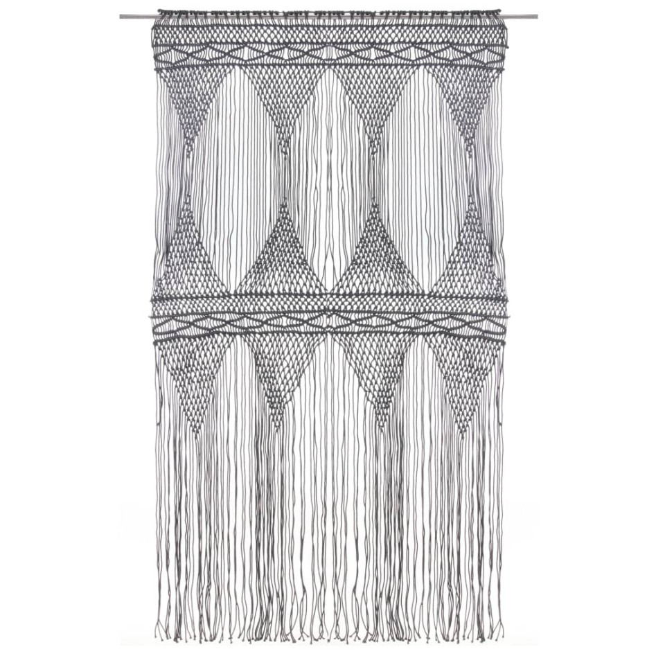 Cortina de macramé algodón gris antracita 140x240