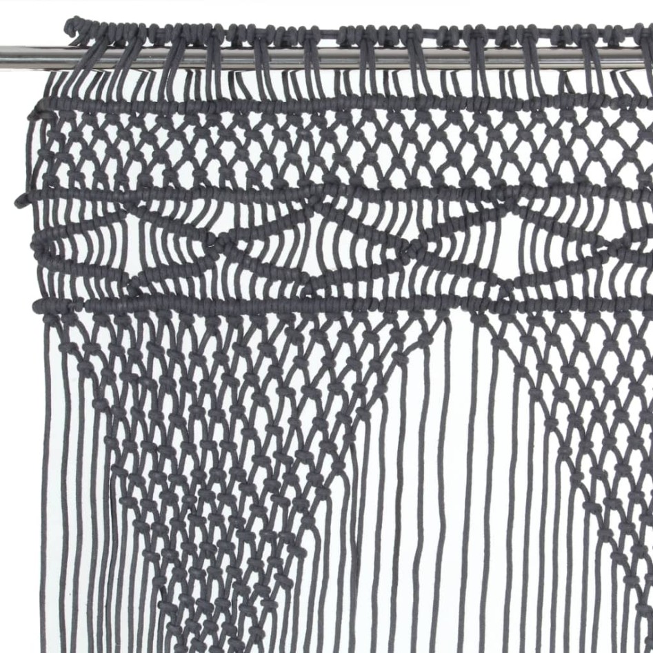 Cortina de macramé algodón gris antracita 140x240