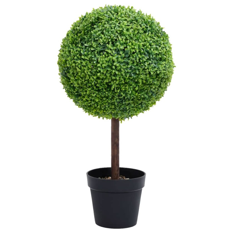 Planta de boj artificial forma de bola con maceta verde 71