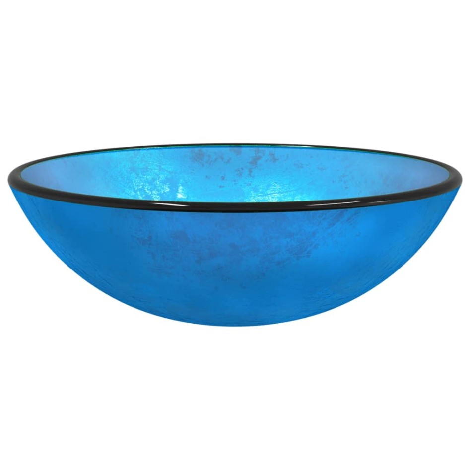 Lavabo de vidrio templado azul 42x14
