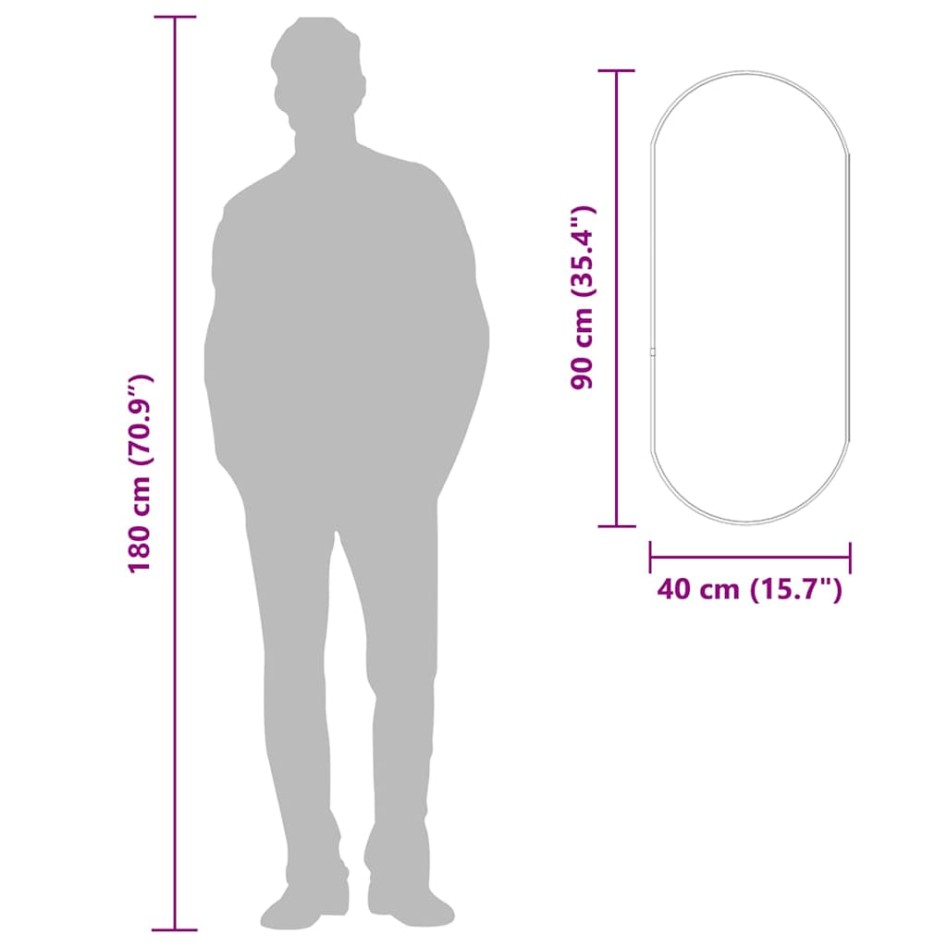 Espejo de pared ovalado dorado 90x40