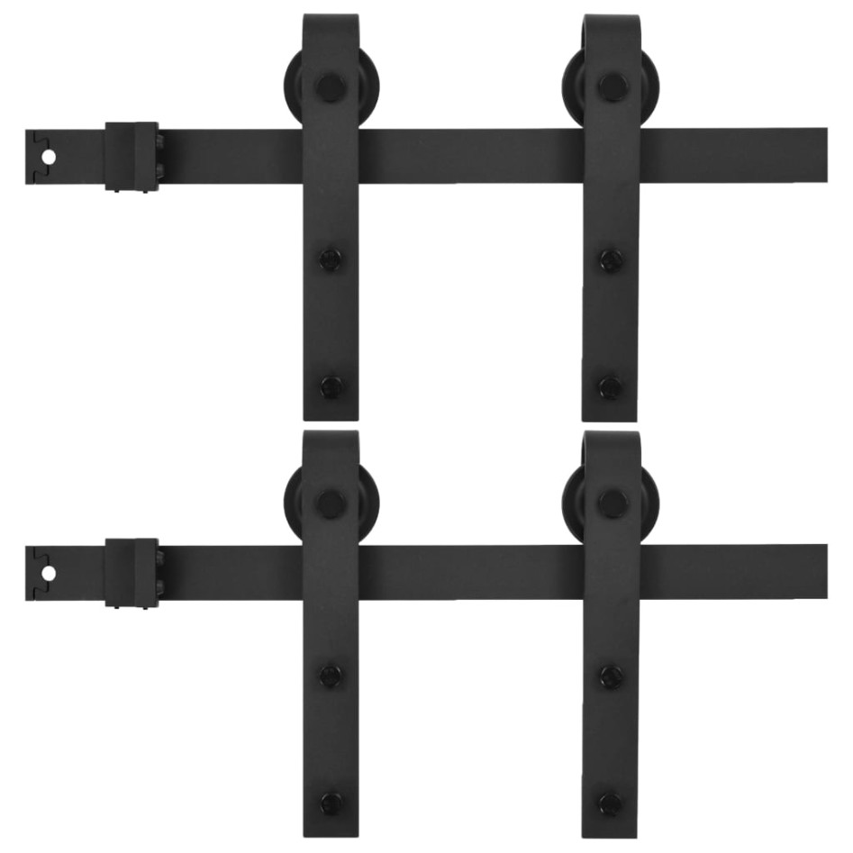 Kit de herrajes de puertas correderas acero negro 2 uds 200