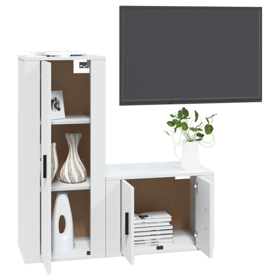 Set de muebles de TV 2 piezas madera contrachapada