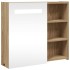 Mueble de baño con espejo y luz LED roble 60x13x52