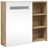 Mueble de baño con espejo y luz LED roble 60x13x52