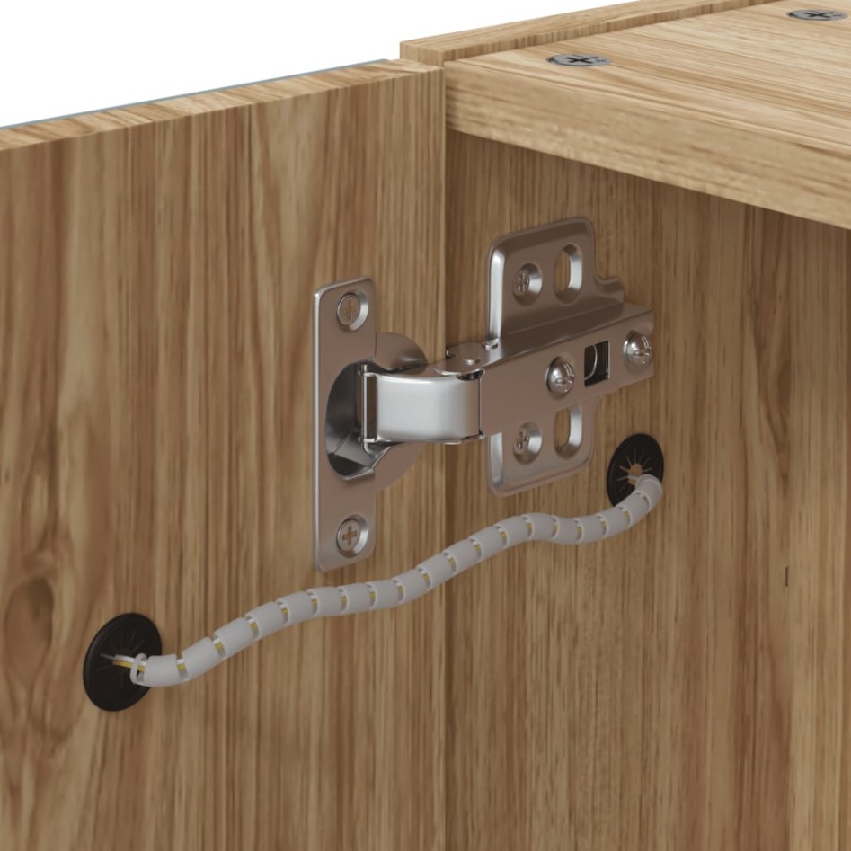 Mueble de baño con espejo y luz LED roble 60x13x52