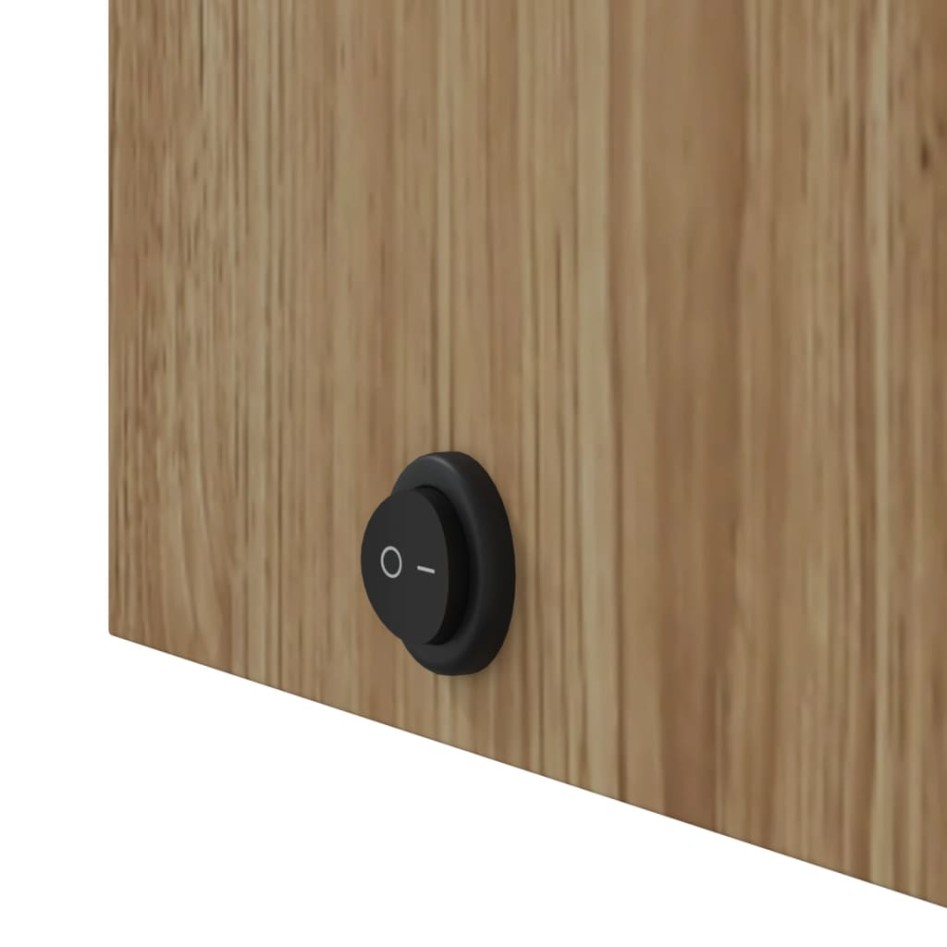 Mueble de baño con espejo y luz LED roble 60x13x52