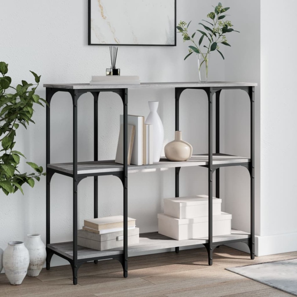 Mesa consola madera de ingeniería gris Sonoma 102x35x90